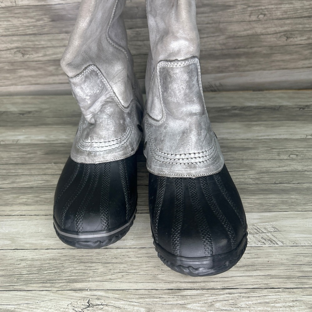 Sorel Slimpack Tall Equestrian Riding Rain Snow Duck Boot Gray Brown Womens 8.5 - Picture 4 of 9